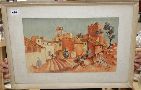 Geoffrey Lintott (20th C.), watercolour, Spanish Village - Esclana, near Bagur, signed and dated 59, 29 x 44cm